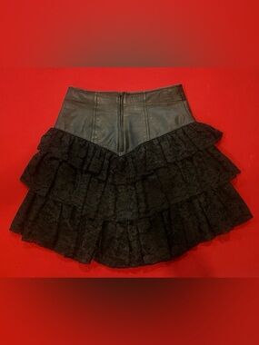 Black Tiered high quality leather and lace